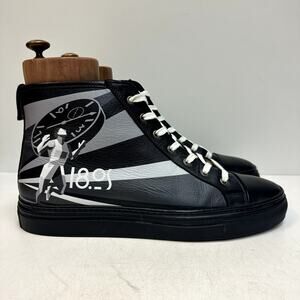 WORN ONCE Ralph Lauren Purple Label Black Calf High Top Sneaker Made Italy 13 D